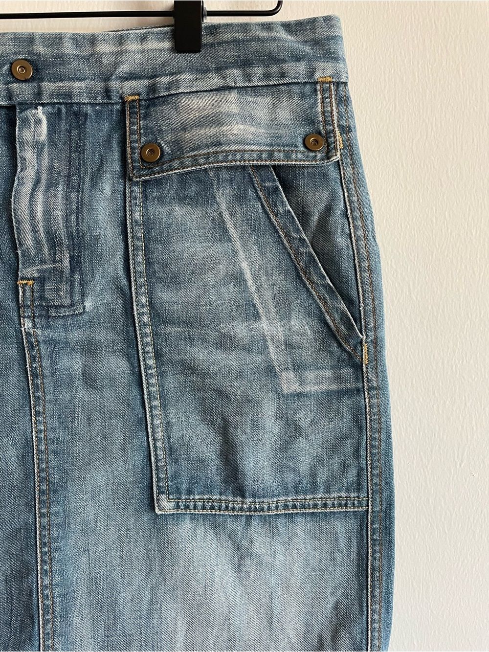 7 for all mankind denim jean skirt rivets y2k distressed 30 - Picture 3 of 8